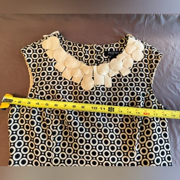 Etcetera by Carlisle Navy/Cream Cap Sleeve Shift Dress size 14/Large - Picture 4 of 9